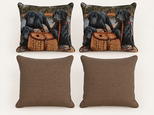 UK-Vintage Scene Weaver USA Black Labrador Retriever Tapestry Throw Pillows