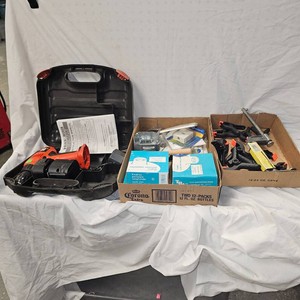 Lot of Clamps, Outlet Covers, Bases, w New Drill