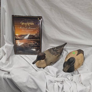 Pair of Carved Duck Decoys by Tom Taber-Highly regarded American Carver