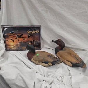 Pair of Carved Duck Decoys by Tom Taber-Highly regarded American Carver