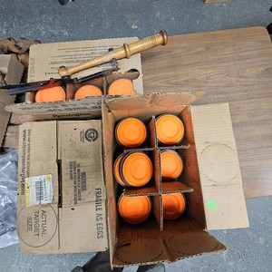 3 Boxes Clay Pigeons, 2 Full, One half full with thrower