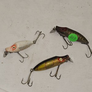 Lot of 3 Heddon Antique River Runts