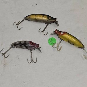 Lot of 3 Heddon Antique River Runts