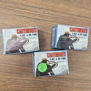 762x39 Ammo, 3 Boxes of 20 Rounds