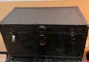 Vintage Black Steamer Trunk