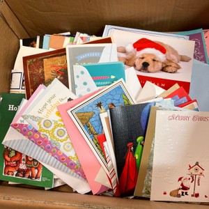 Box of Greeting Cards, Stickers, Gift Tags Mostly Vintage