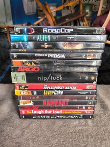 DVDS- NipTuck, Layer Cake, Darkest Knight, RoboCop, Prince of Persia, The Alien Files, The Replacement Killers, Argo, 300, 1408, The Laugh Out Loud, Chinese Collection 2, The 5 Wave - Lot of 15