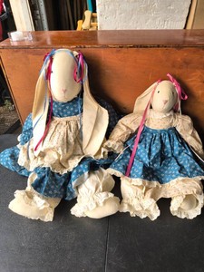 Vintage Handmade Cloth Rabbit Dolls