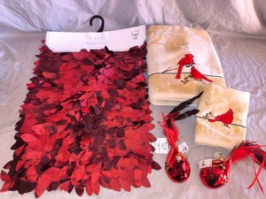 Cardinal Towels, Cardinal Ornaments,And a red table runner