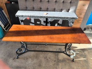Console Table-Wood and Wrought Iron
