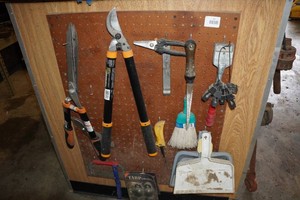 Assorted Tools - Hedge Shears, Loppers and Hand Broom