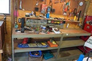 2 Metal Shelves with Contents - Hand Tools, Shop Supplies