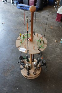 Fishing Rod Stand with Ice Rods and Reels
