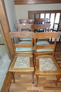 Set of Six Vintage Wooden Dining Room Chairs