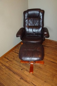 Faux Leather Swivel Chair with Ottoman