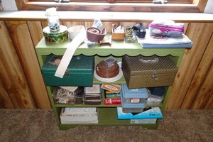 Shelf Full of Sewing Supplies