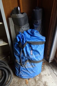 2 Folding Camp Chairs and Outdoor Carpet
