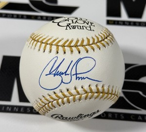 Charles Johnson Autographed Gold Glove Award Official Rawlings Baseball