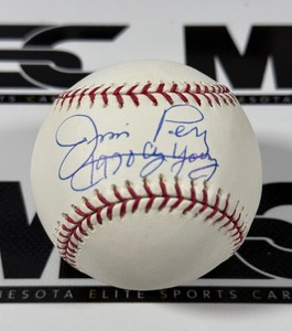 Jim Perry Autographed w Cy Young Inscription Rawlings OMLB Selig Baseball