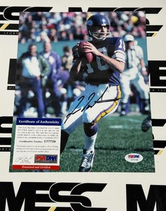 Fran Tarkenton Autograph w PSA DNA Authenticity 8x10 Minnesota Vikings Football Photo