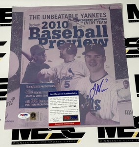 Joe Mauer Autograph w PSA DNA Authenticity 2010 Baseball Preview Printing Plate