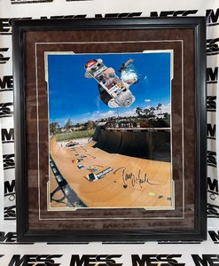 Tony Hawk Autograph w Steiner Authenticity Framed and Matted Skateboard Photo