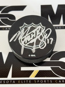 Marcus Foligno Autograph w Beckett Authenticity Hockey Puck