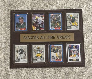 Green Bay Packers All-Time Greats Hangable Wooden Plaque w Cards