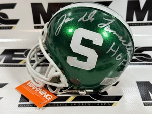 Joe DeLamielleure Autograph w HOF Inscription Mini Michigan State Football Helmet