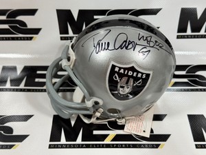 Dave Casper and Willie Brown Autographs w HOF Inscription Oakland Raiders Mini Football Helmet
