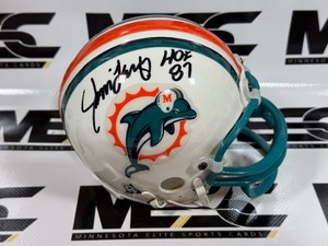 Jim Langer Autograph w HOF Inscription Miami Dolphins Mini Football Helmet