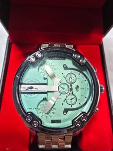 NEW AJ VIP Oversized Multi-Dial Watch  Mint Green Dial  Stainless Bracelet  Box