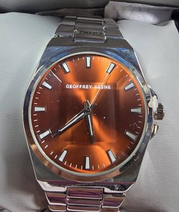 NEW Geoffrey Beene Orange Sunray Dial Mens Watch  Style GB8224SLOR  Retails $79  Box