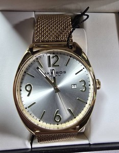 NEW Akribos XXIV AK1026YG Gold-Tone Mens Watch  Sapphire-Coated Crystal  Retails $385  Box