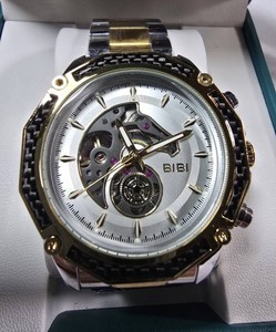NEW BIBI Automatic Skeleton Two-Tone Luxury Watch  43.8mm  Box & Tag
