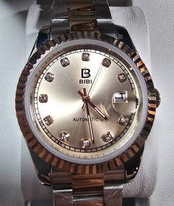 NEW BIBI Automatic Skeleton Rose Gold-Tone Watch  42mm  Exhibition Back  Box & Tag