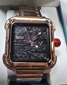 NEW BIBI Automatic Two-Tone Black Dial Watch  Rose Gold Bezel  41.3mm  Box