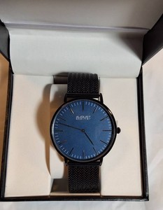 NEW August Steiner AS8219BK Blue Dial Black Mesh Watch  Retails $395  Box & Tag