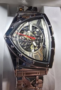 NEW BIBI Automatic Skeleton Tonneau Watch  Silver-Tone Bracelet  38.5mm  Box