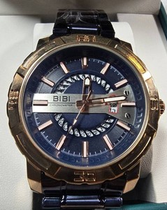 NEW BIBI Luxury Watch  Rose Gold-Tone Case & Black Bracelet  Dark Multi-Layer Dial  Box & Tag