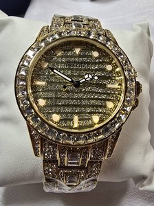 NEW Montres Prestige Gold-Tone Crystal Statement Watch  42mm  Model MPW-0126  Box