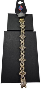 NEW AJ Gold-Tone Crystal Floral & Infinity Link Bracelet  Approx. 7.5