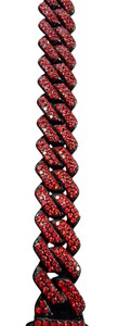 NEW Black & Red Crystal Cuban Link Statement Bracelet  Approx. 9