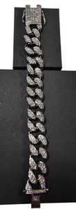 NEW Black-Tone Crystal Cuban Link Statement Bracelet  Approx. 8.5  AJ Box