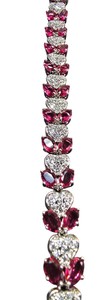 AJ Accessories Silver-Tone Pink & Clear Crystal Heart Bracelet  Approx. 8