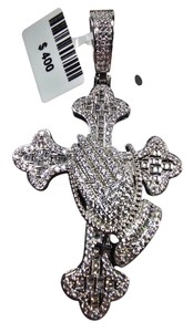 VIP Crystals Iced-Out Cross Pendant  Silver-Tone Statement Jewelry  Tagged $400
