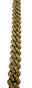 NEW Black & Gold Crystal-Style Cuban Link Statement Bracelet  Approx. 9  Box