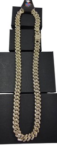 NEW AJ Gold-Tone Iced Cuban Link Statement Chain Necklace  Approx. 24  Box
