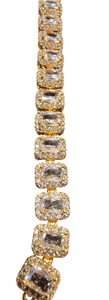 NEW AJ Gold-Tone Emerald-Cut Crystal Statement Bracelet  Sparkling Halo Design  Box