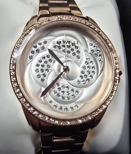 NEW Caravelle New York by Bulova Crystal Rose-Gold Tone Watch 44L233  $175 Tag  Box